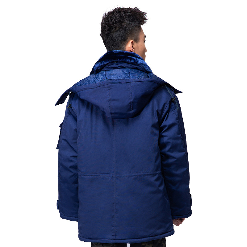 防寒迷彩服火焰大衣蓝色军大衣新式保暖户外垂钓军迷大衣