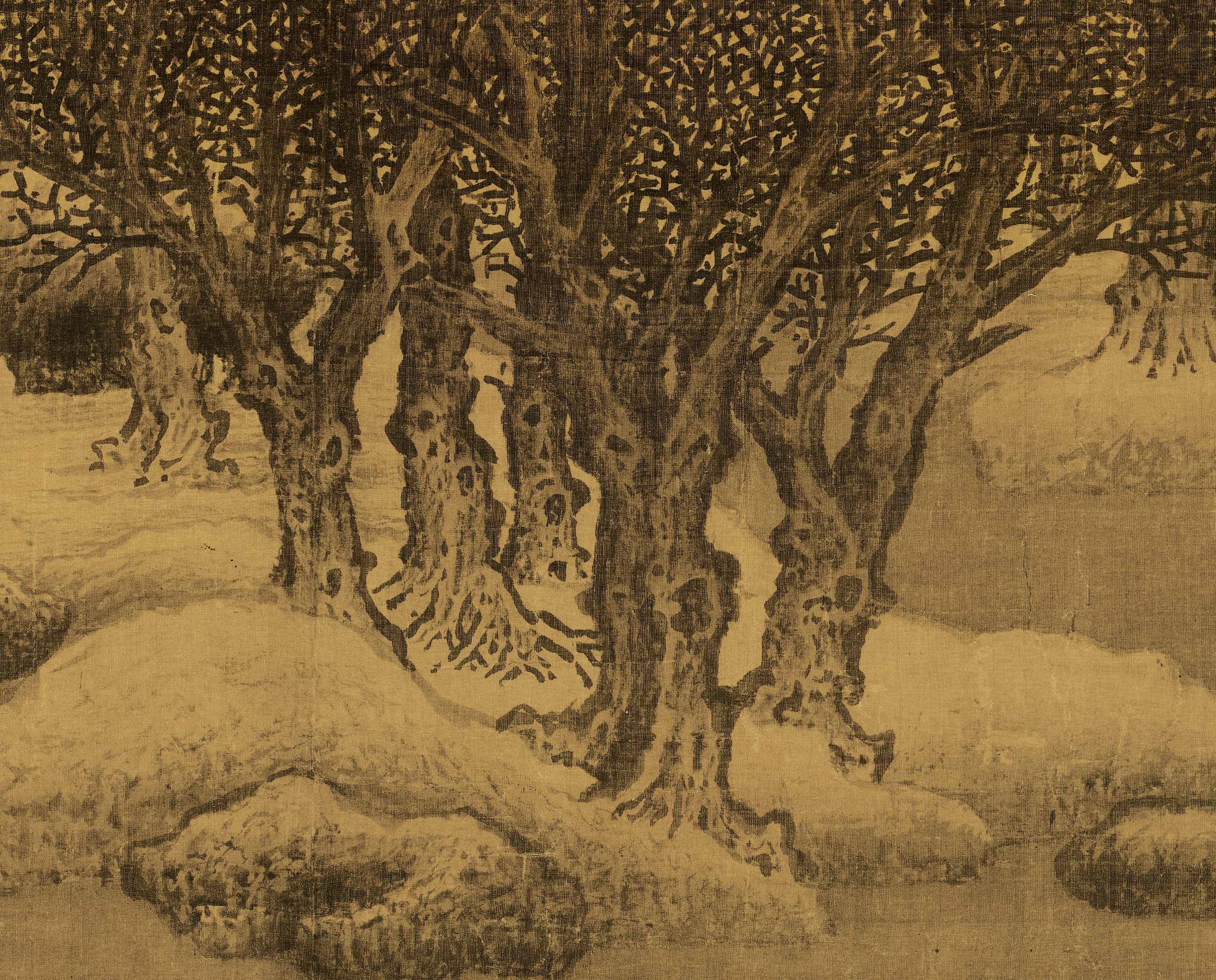 北宋绢布清微高清微临摹画心复制范宽国画山水画国画