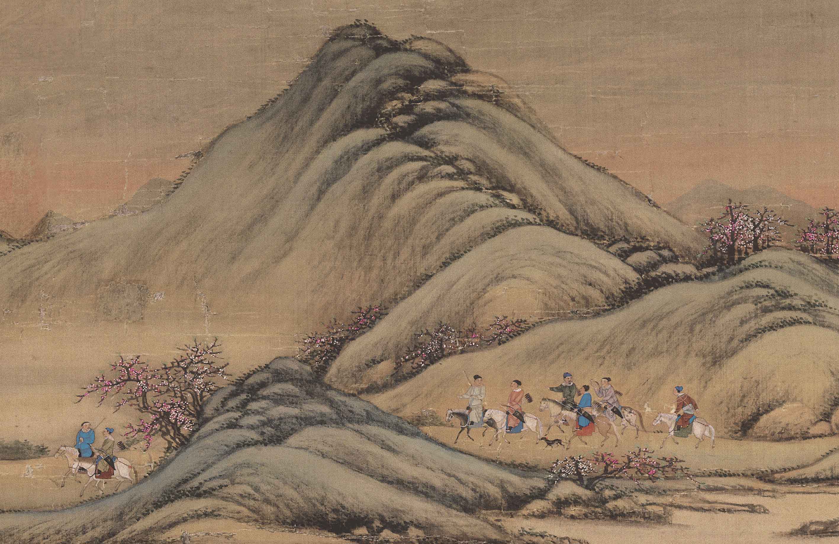 壁画清微高清微古风国画挂画世宁风景装饰画古典国画
