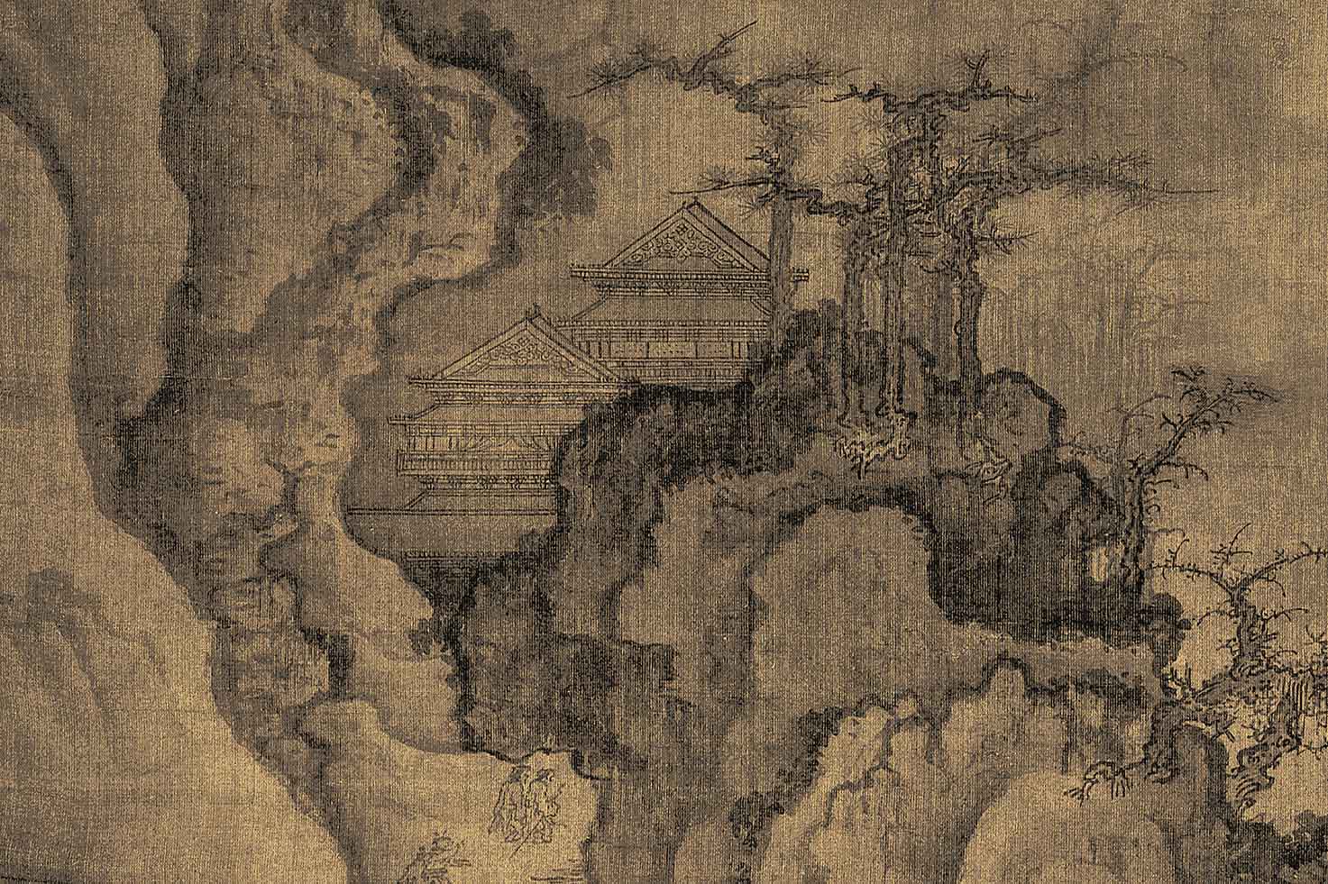 北宋郭熙秋山山行旅图绢本真迹高清艺术微喷国画