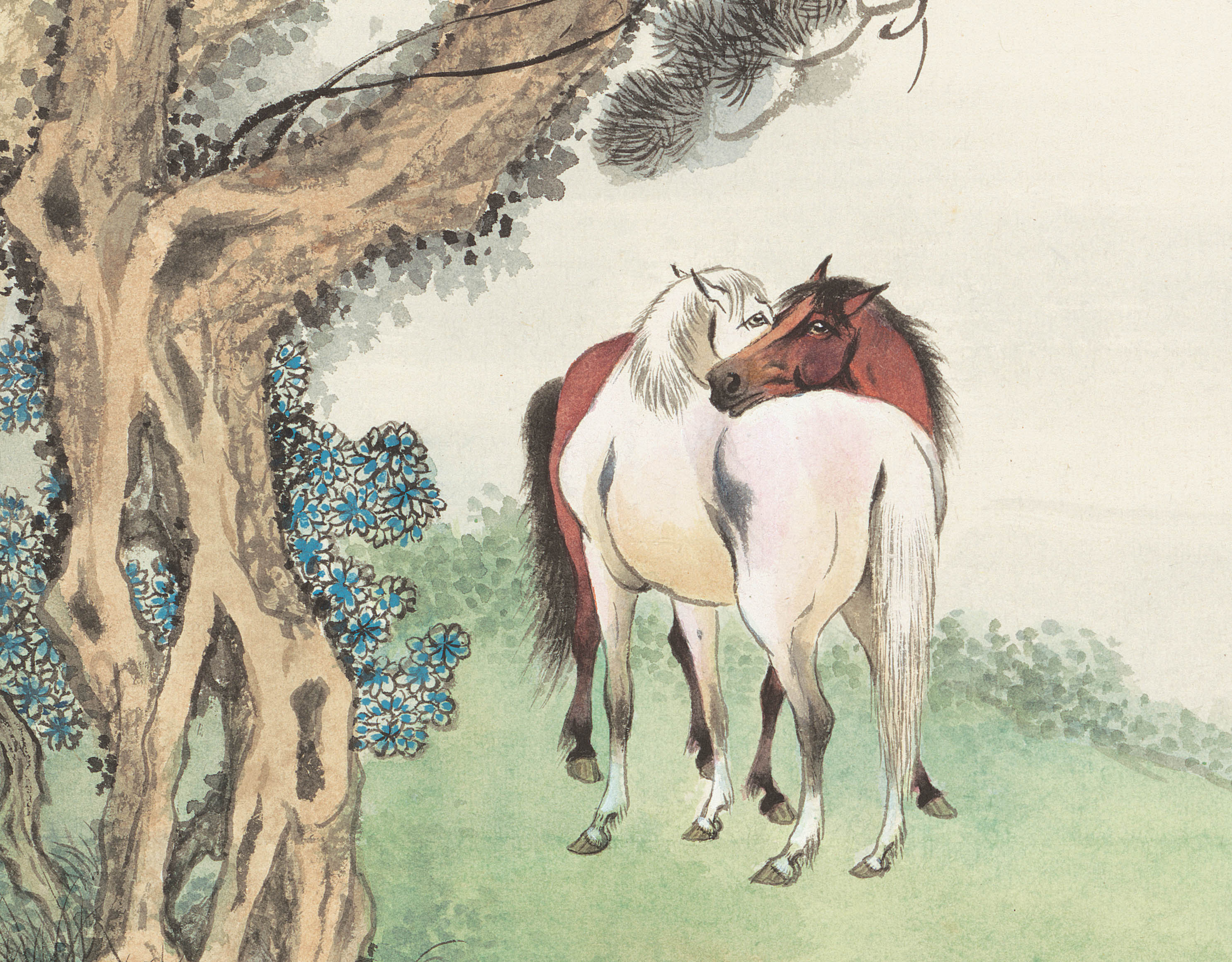 近现代胡成荣八骏图真迹复制画马动物图案高清艺术国画