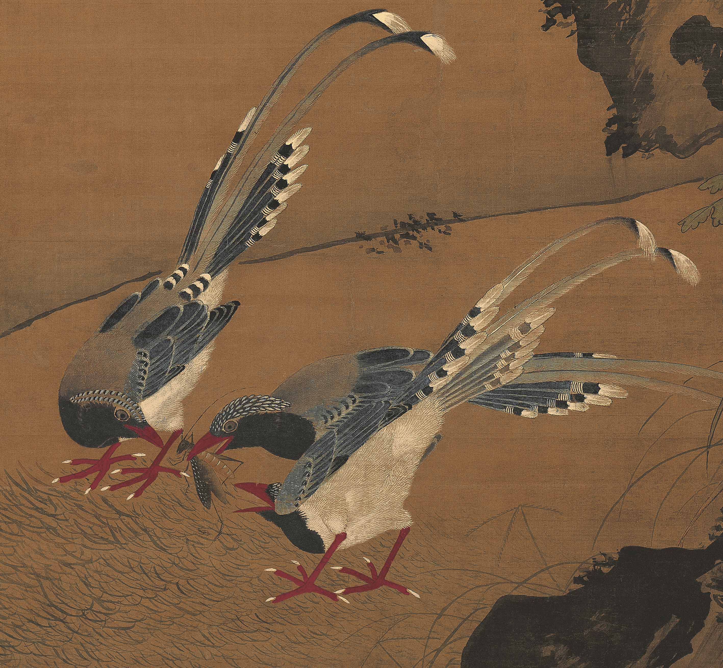 明吕纪桂菊山禽图花卉花鸟绢本高清艺术微喷国画