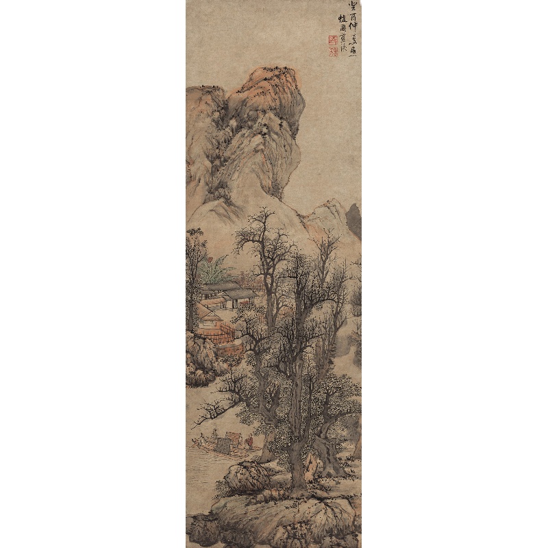 明末复制清微高清微临摹画心蓝瑛画纸山水画山水国画