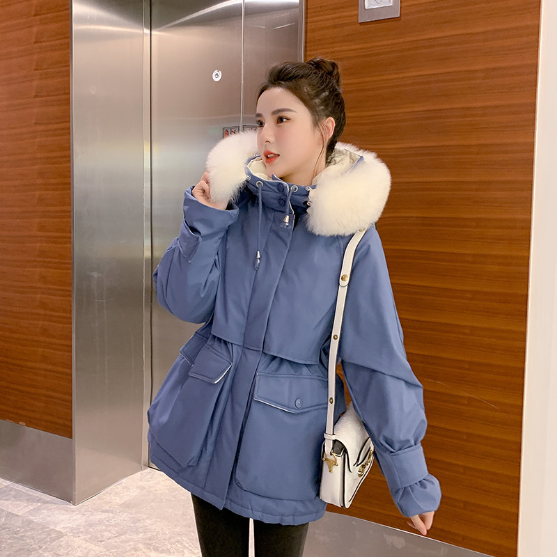 2022年新爆款工装派克羽绒服女短款加厚时尚收腰修身显瘦冬季外套