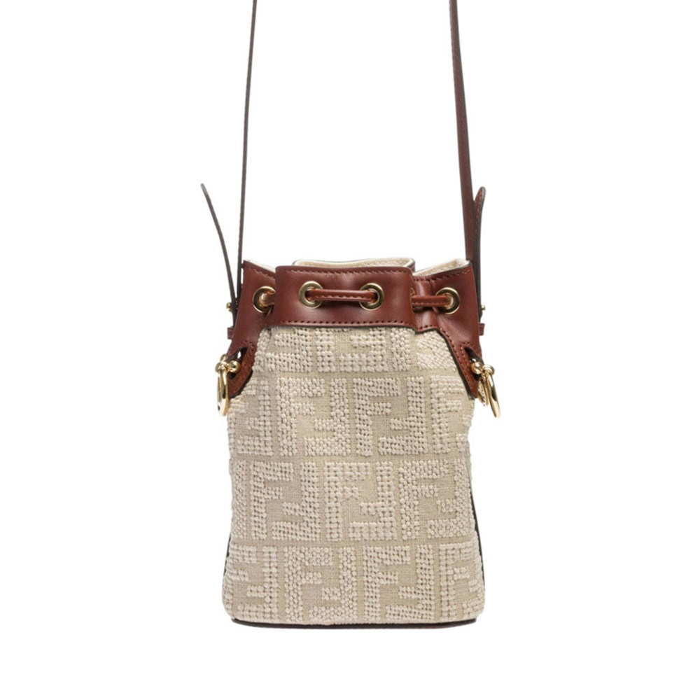 fendi女士米色牛皮水桶包芬迪芬迪百搭女士包袋