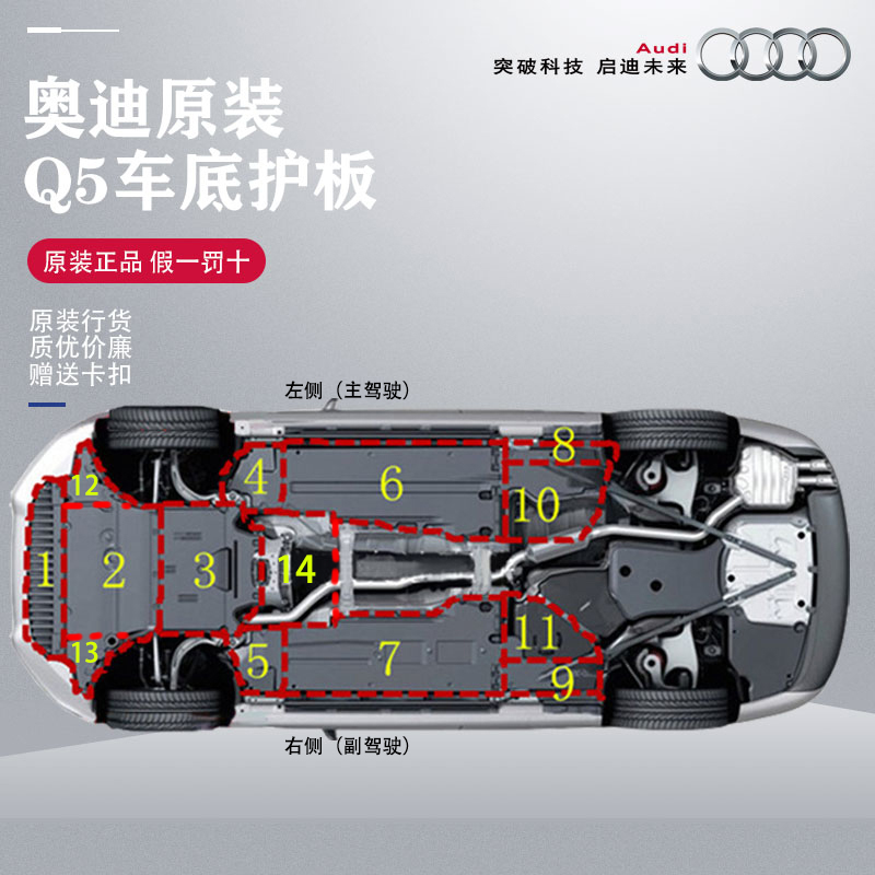 奥迪原装q5q5l底盘车身发动机变速箱护板塑料车底防护板
