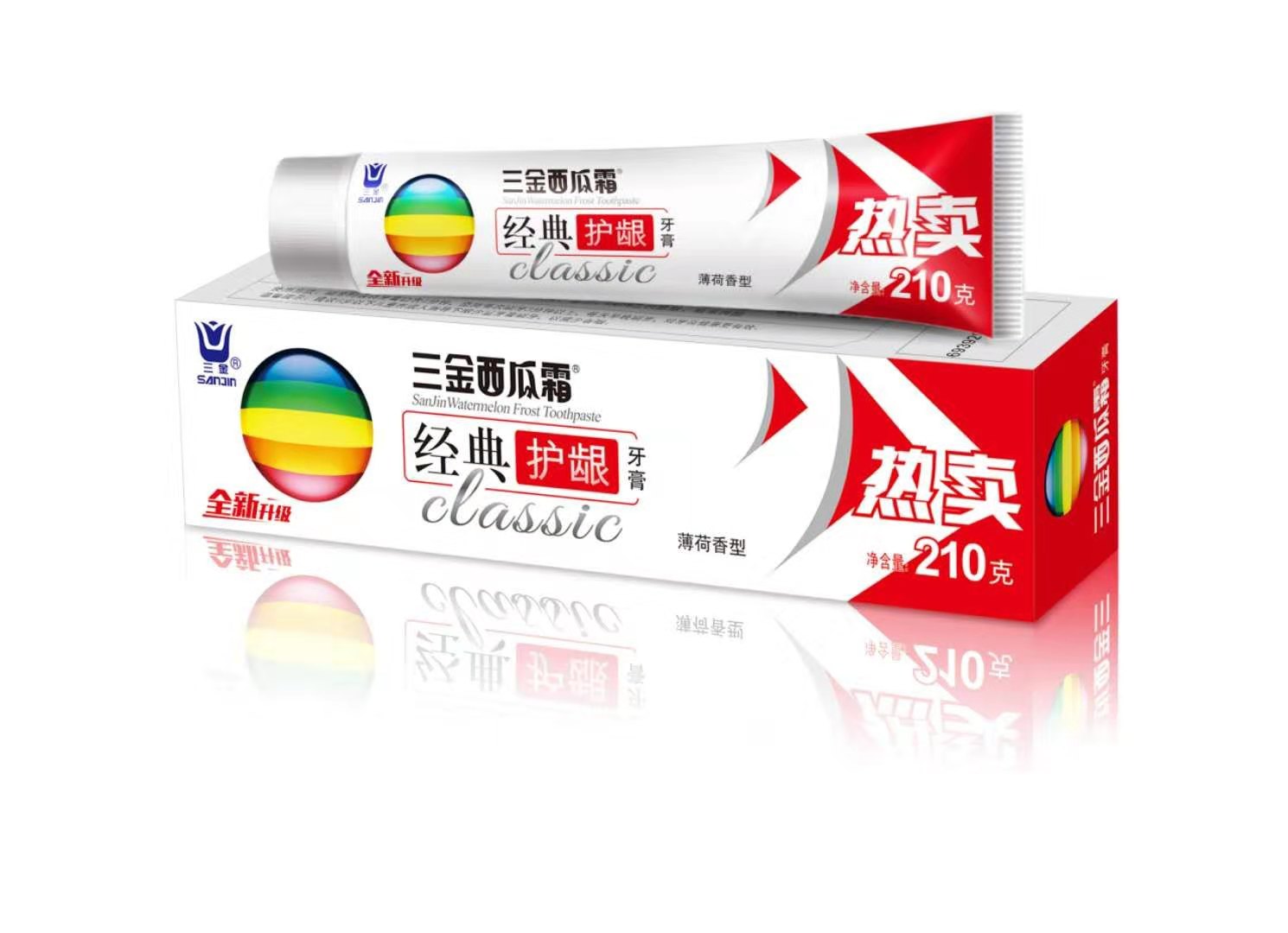 3支价三金西瓜霜牙膏经典护龈清新口气美白草本消焱牙膏