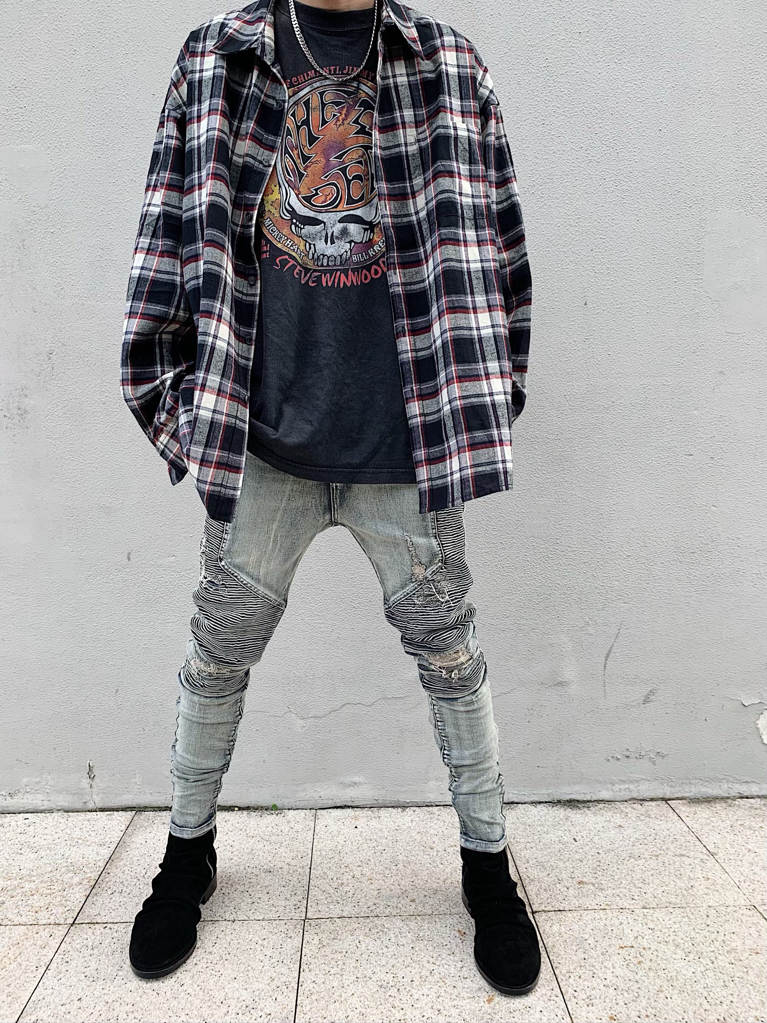 btd水洗做旧解构机车高街牛仔裤男潮潮牌修身牛仔裤