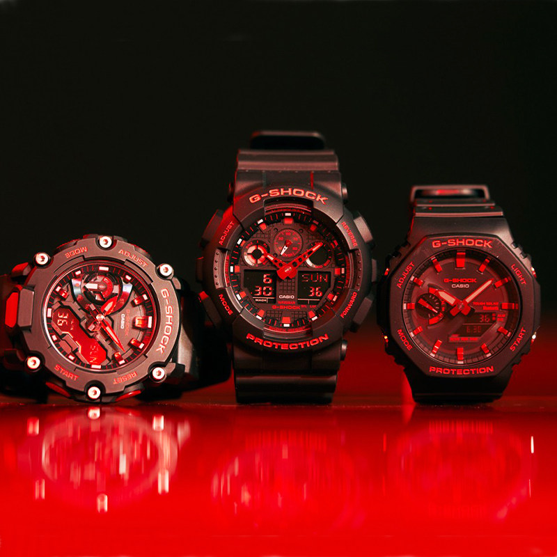 卡西欧手表40周年小红红焱系列红色精灵火焰岩浆日韩腕表