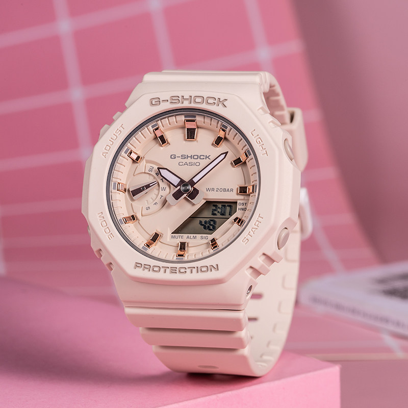 卡西欧女款农家橡树八角形表盘运动手表gma-s2100-4a2wt日韩腕表