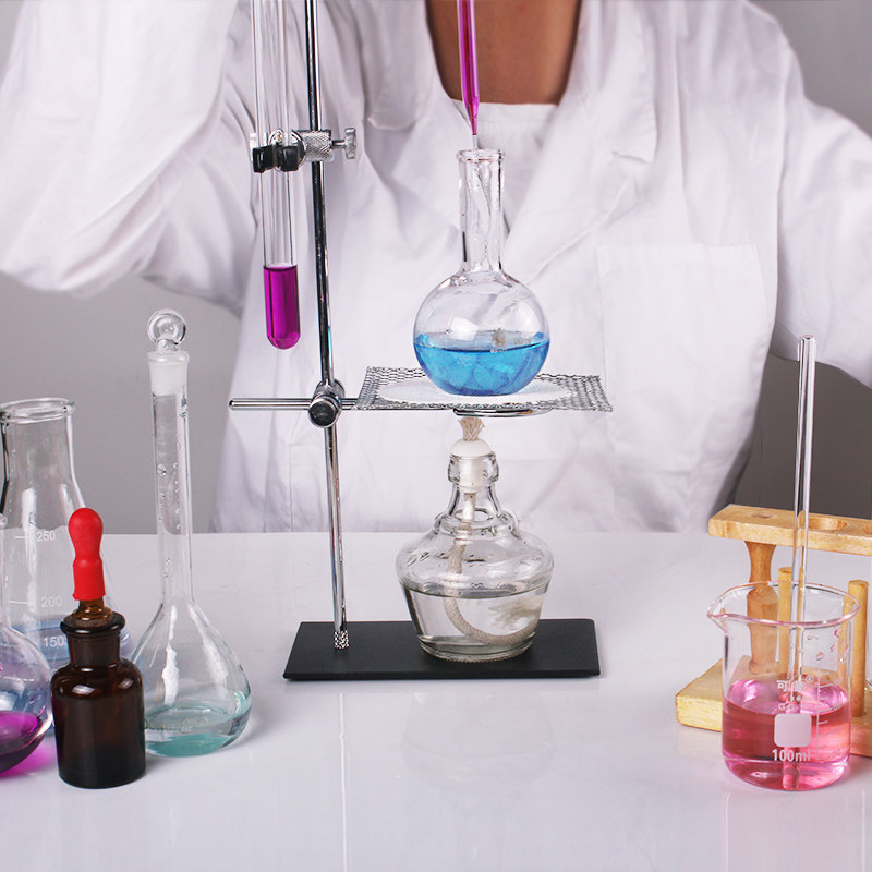 化学实验器材初中教材铁架酒精灯烧杯装置蒸馏实验教学仪器