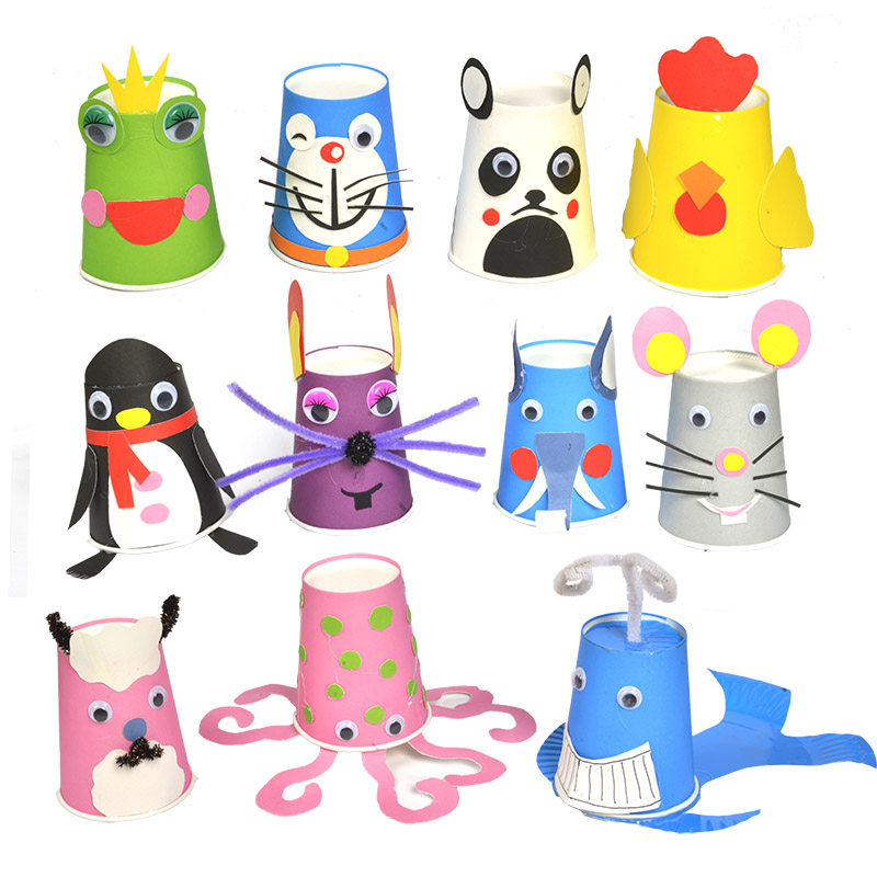 加厚彩色纸杯幼儿园早教三岁创意美术装饰幼儿手工创意粘贴类