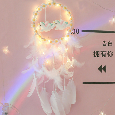 饰品扑捕梦网小迷你卧室粉色少女心挂饰风铃墙饰女生花仙曲捕能网