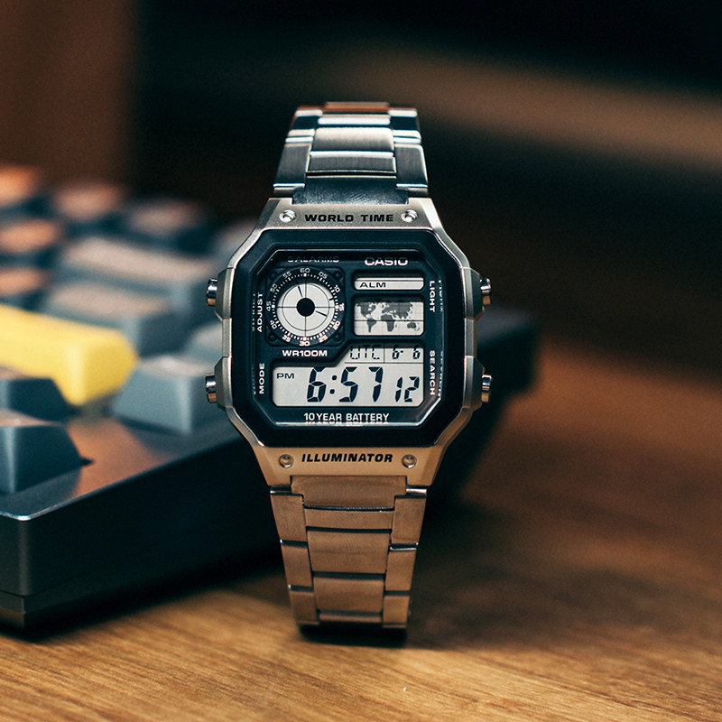 卡西欧小方块手表男士狂飙同款学生复古ae-1200防水电子运动手表-mc