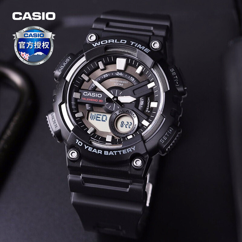 卡西欧手表shock电子表学生运动男表潮流男款aeq-110w石英日韩腕表