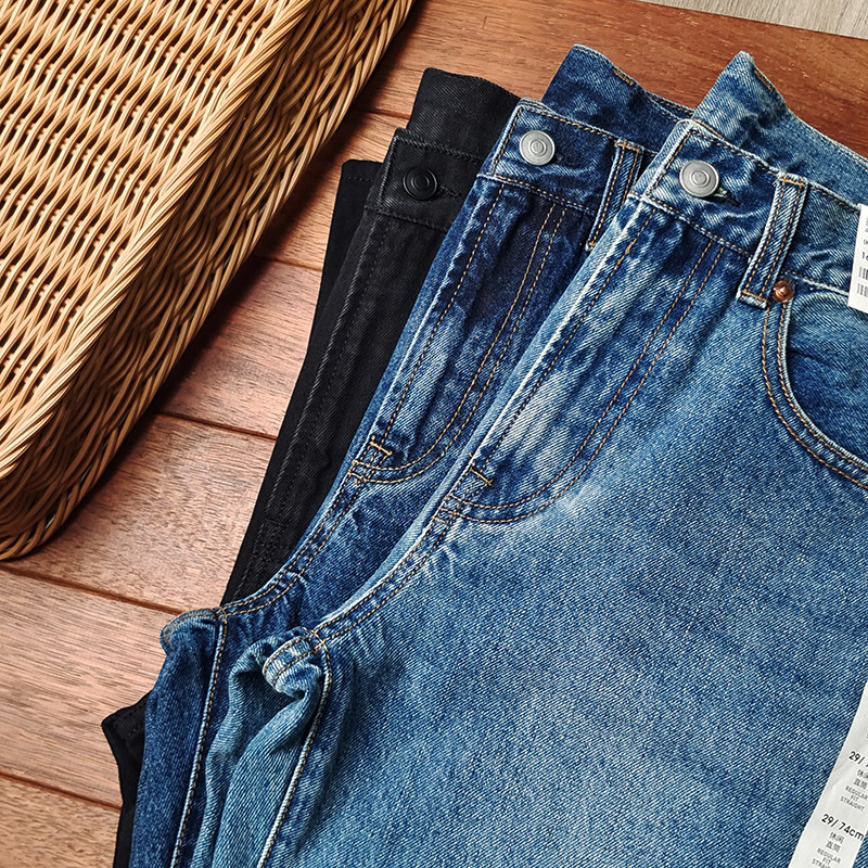 天花板品质日本男士时尚休闲百搭重工水洗丹宁直筒牛仔裤