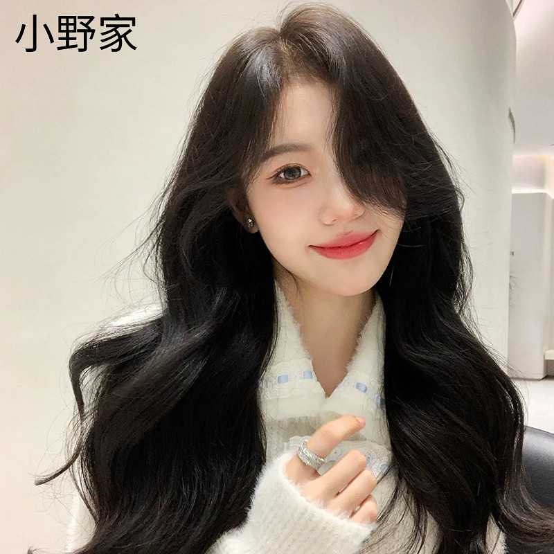 卷发小野家假发长发法式八字刘海长卷真发自然整顶假发