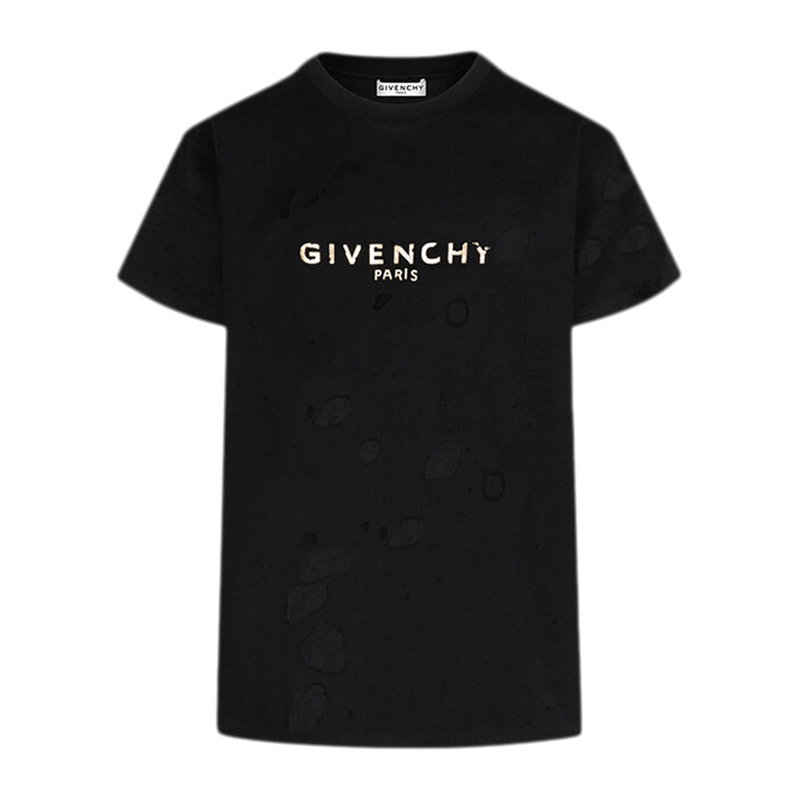 givenchy纪梵希女士黑色棉质经典logo印花短袖半袖t恤