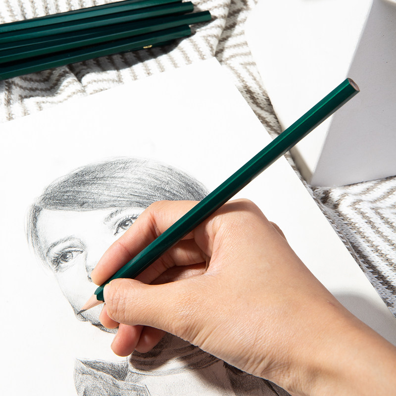 铅笔得力用品绿杆2h绘图素描专用答题2b铅笔