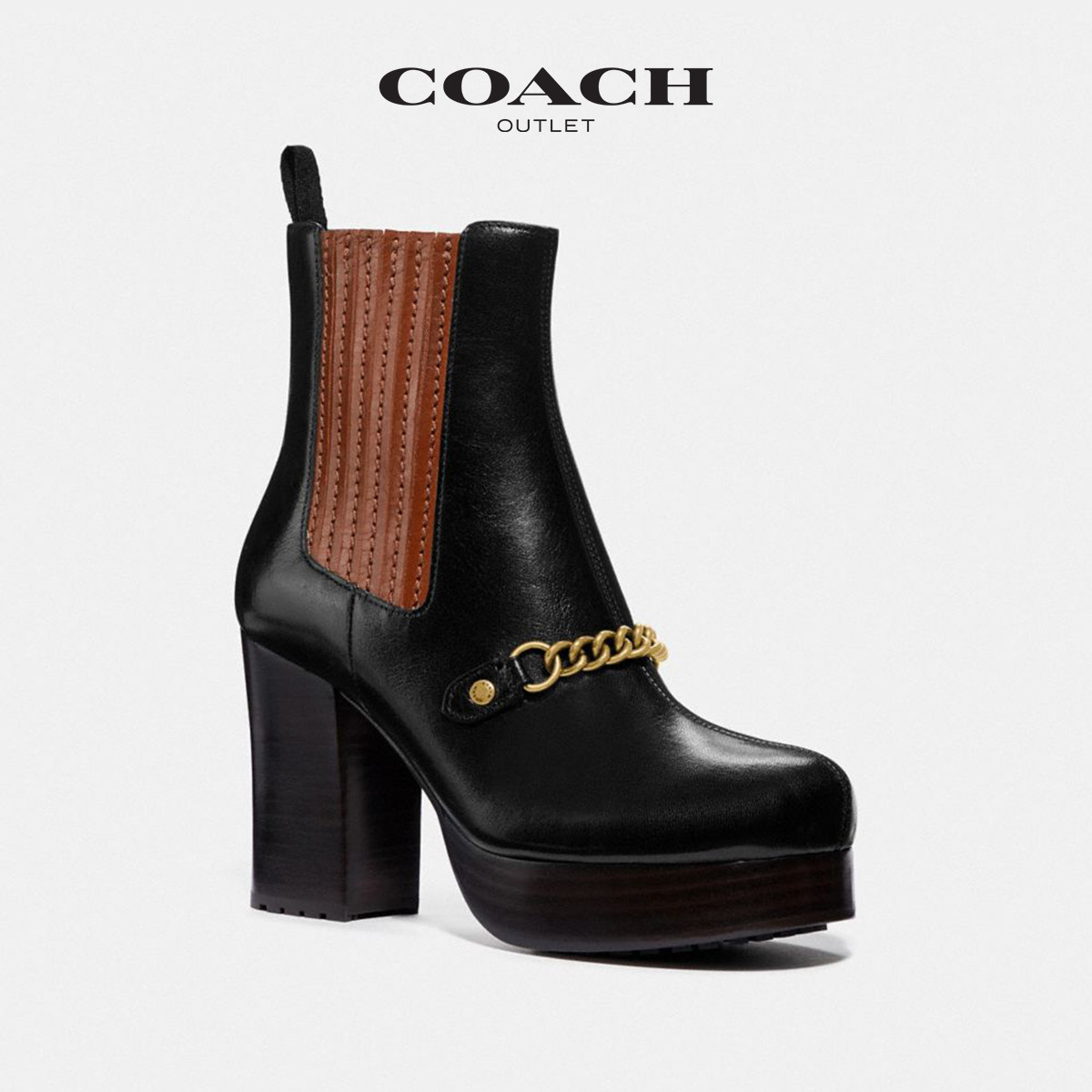 入会领券coach蔻驰奥莱女鞋chelsea粗跟短靴