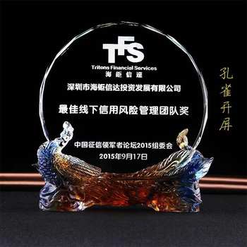 Glaze Crystal Trophy Authorized Plaque Medal Customized Horse Handshake Company ລາງວັນກອງປະຊຸມປະຈໍາປີ Customized Engraving Souvenir Award