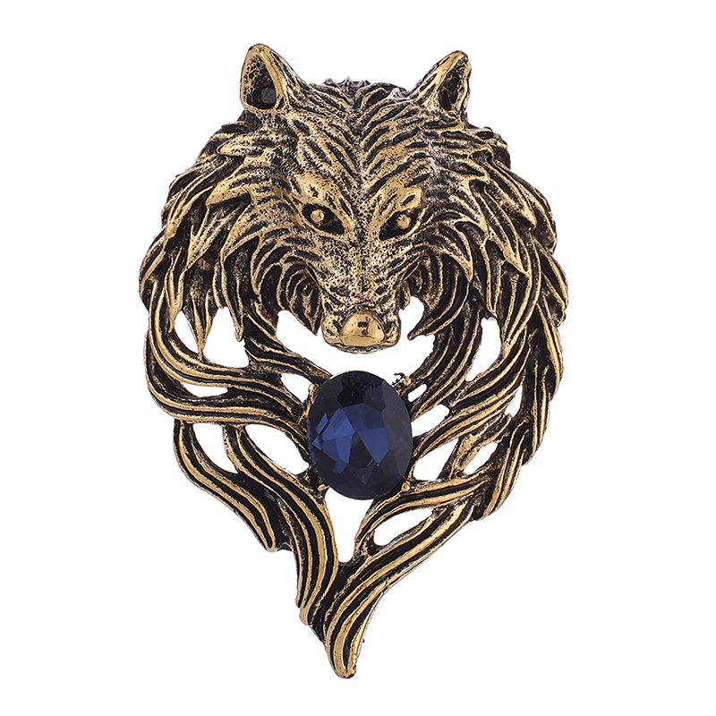 欧美复古狼头霸气胸针高档大气徽章西服胸花胸针