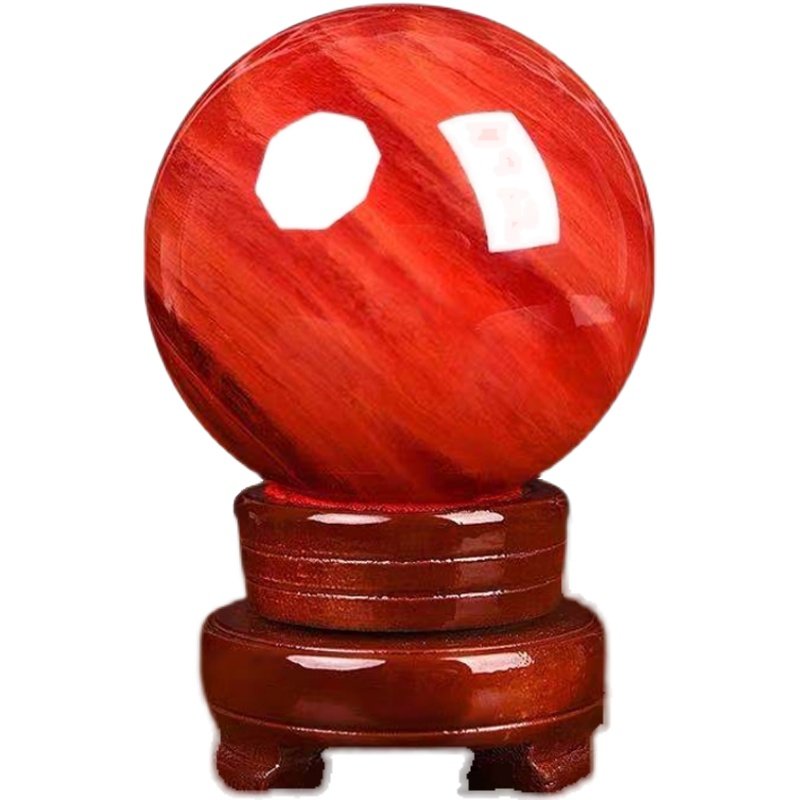 天然红水晶水晶球朱砂鸿运大号熔融家居摆件摆件
