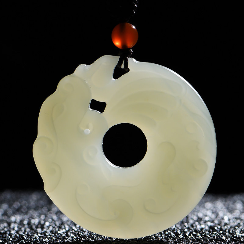 佳媛玉业和田龙凤呈祥平安扣吊坠男女女士款玉玉石玉挂颈饰