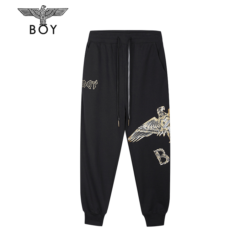 boylondon旗舰官网秋季新品长裤男女情侣印花宽松休闲裤子203602