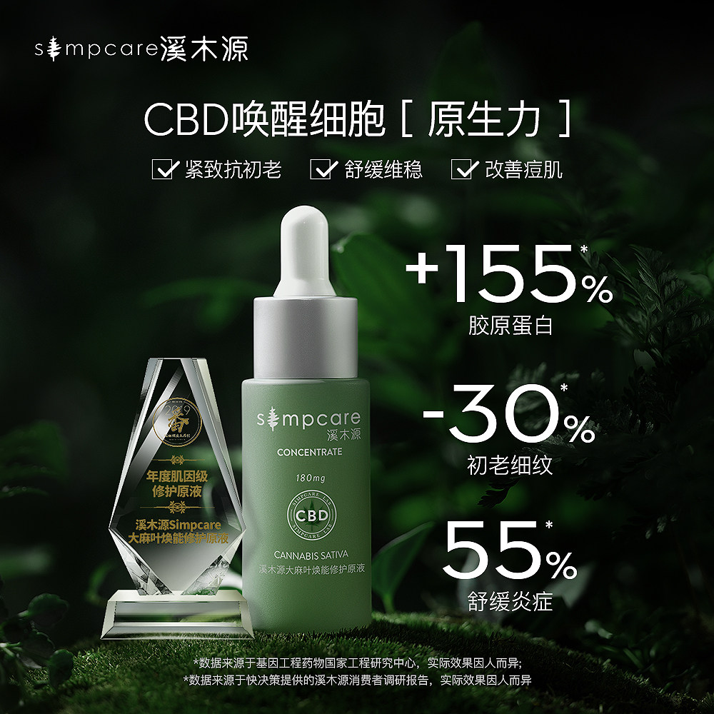 溪木源cbd大麻叶原液去淡化痘印痘疤痘坑熬夜急救亮肤祛痘精华液