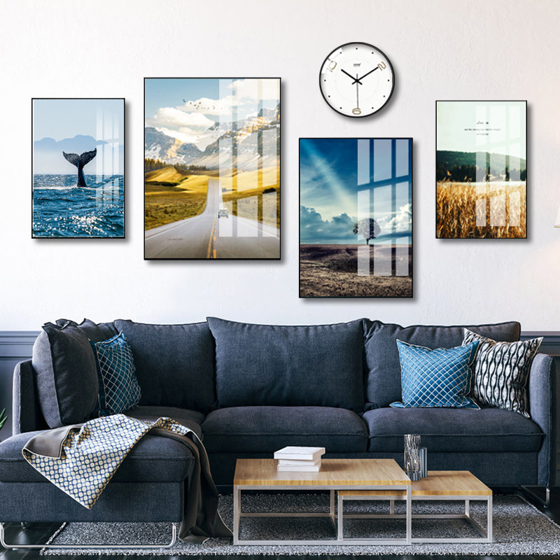 客厅装饰画沙发背景墙背后挂画现代简约北欧风格墙画现代装饰画