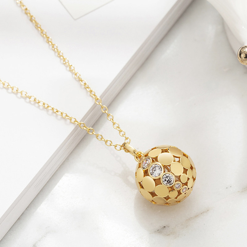 项链glamever质感金属系列镀金镂空钻石球形项链