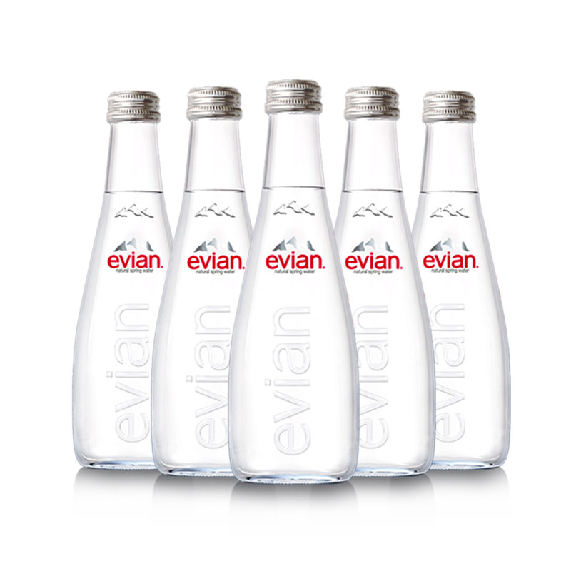 法国高端进口evian依云玻璃瓶天然矿泉水330ml20瓶饮用水