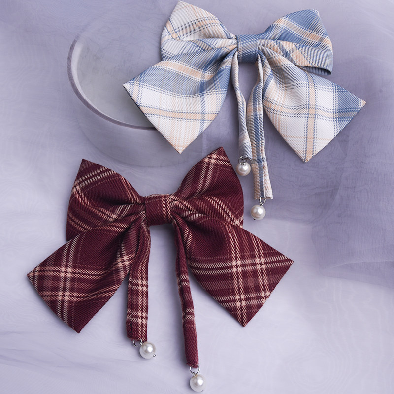 婉怡jk头饰蝴蝶结发夹百搭汉服配饰多色格子发饰