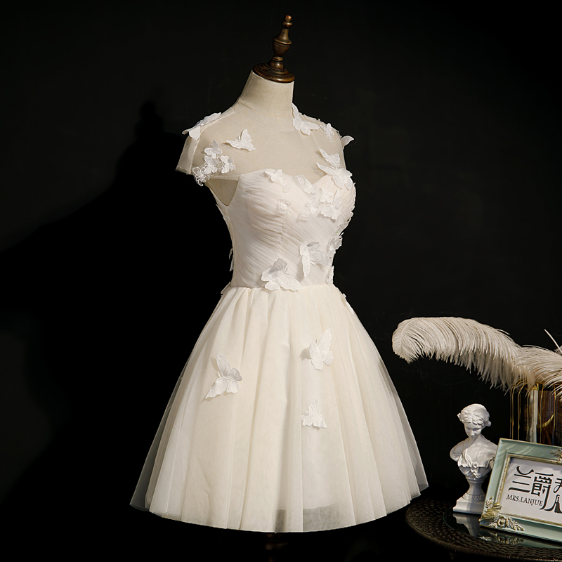 白色蝴蝶小礼礼服仙气梦幻小个子蓬蓬短款宴会礼服