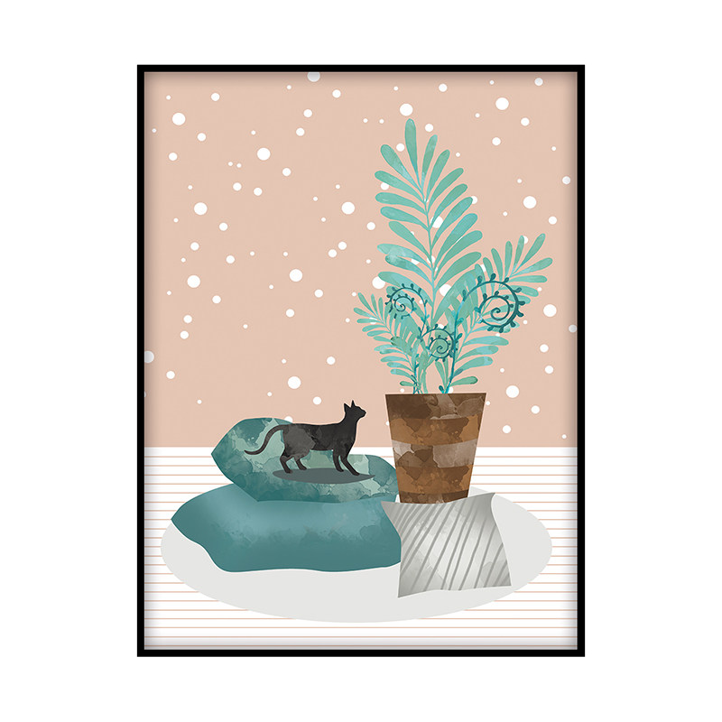 自粘墙贴客厅卧室墙壁装饰壁画简约小清新油画布可移除背胶贴画