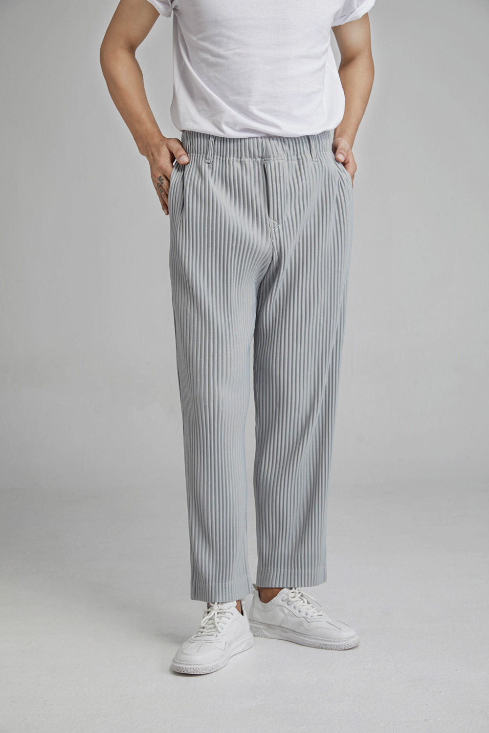 裤子日本三宅jf150褶皱潮牌宽松阔腿裤直筒休闲裤休闲裤