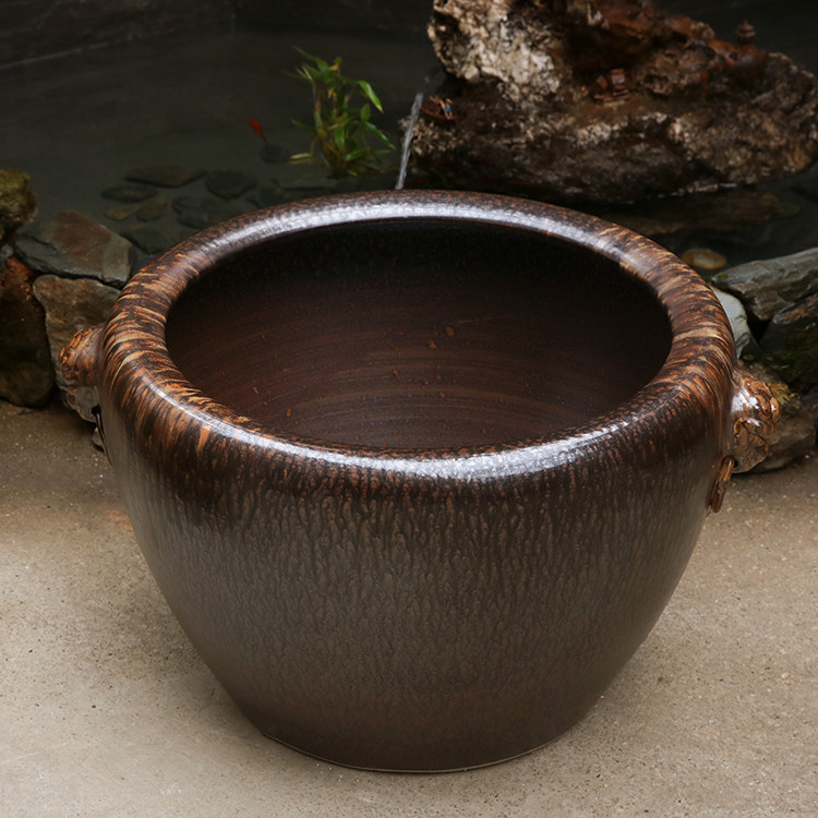 陶瓷鱼缸养鱼室外庭院睡莲荷花老式大风水缸镇鱼缸