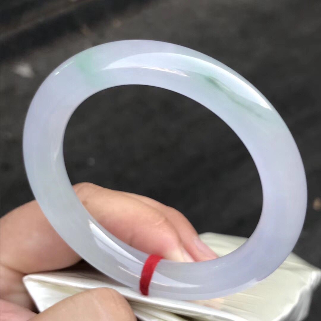 缅甸翡翠冰种手镯圆条天然女款旺夫真品老坑手镯