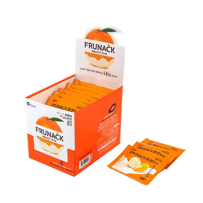 韩国进口济州岛frunack巧克力柑橘橘子片干量贩20片白巧克力