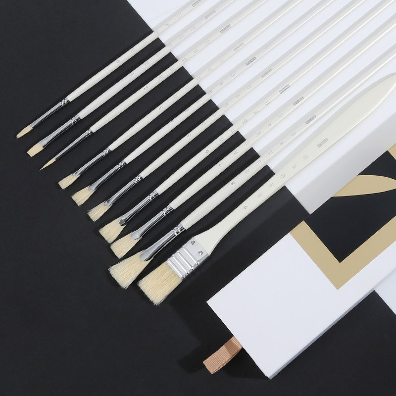 套装青竹排笔10支画笔峰勾笔平尼龙扇形猪鬃水粉