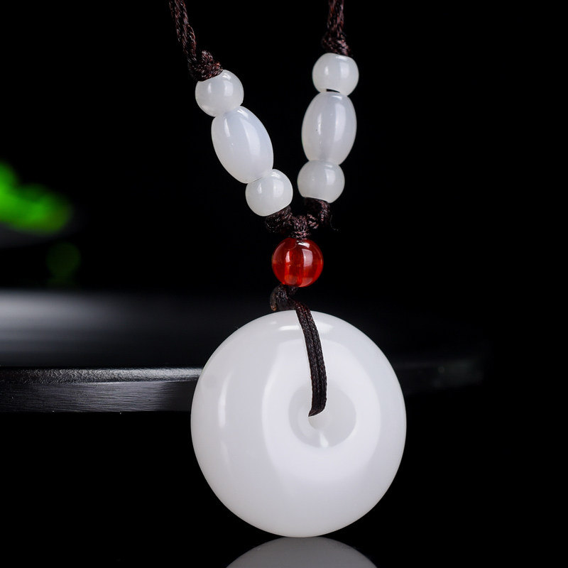 玉器情人节礼物白玉石英岩玉平平安扣吊坠男女女款手饰