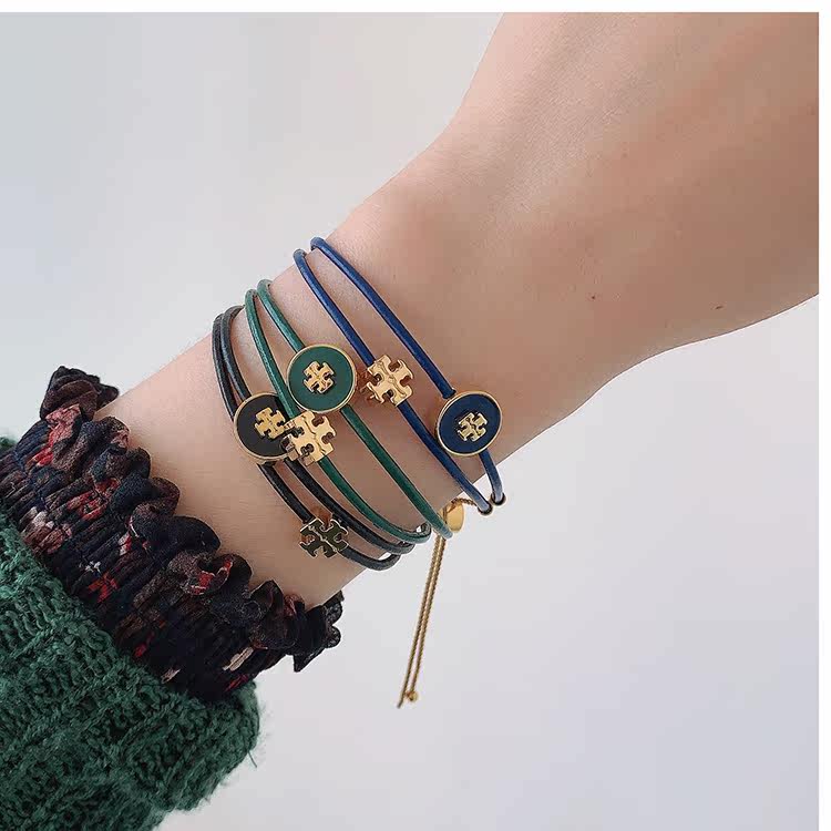 toryburch双层真皮手链托里伯奇徽标欧美美女手链