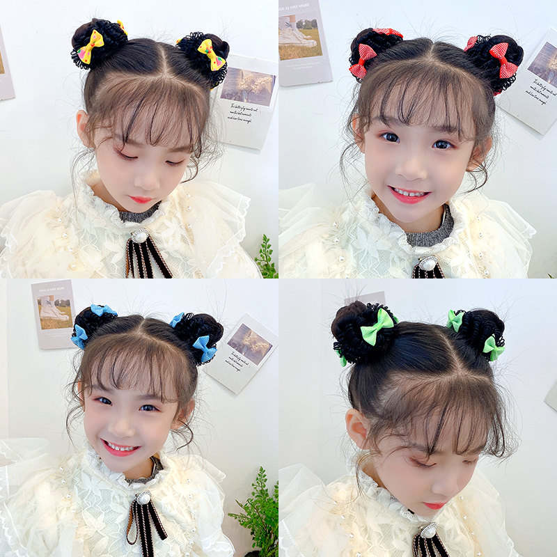 儿童丸子头发发饰女童盘发头花发皮筋公主舞蹈发饰