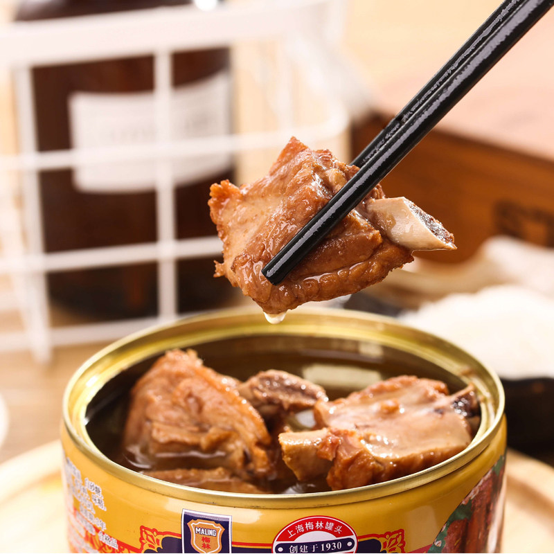 上海梅林红烧排骨罐头397g户外速食方便食品下饭肉制品