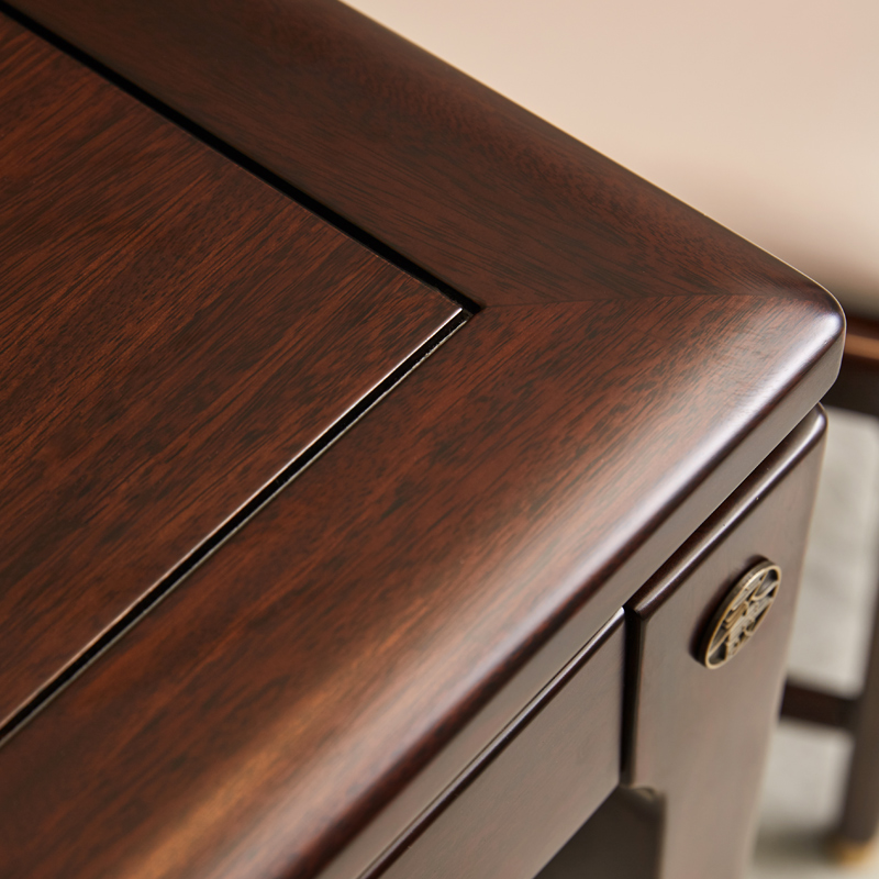 餐桌家晟乌金金木实木长方形大理石檀色餐厅家具实木餐桌