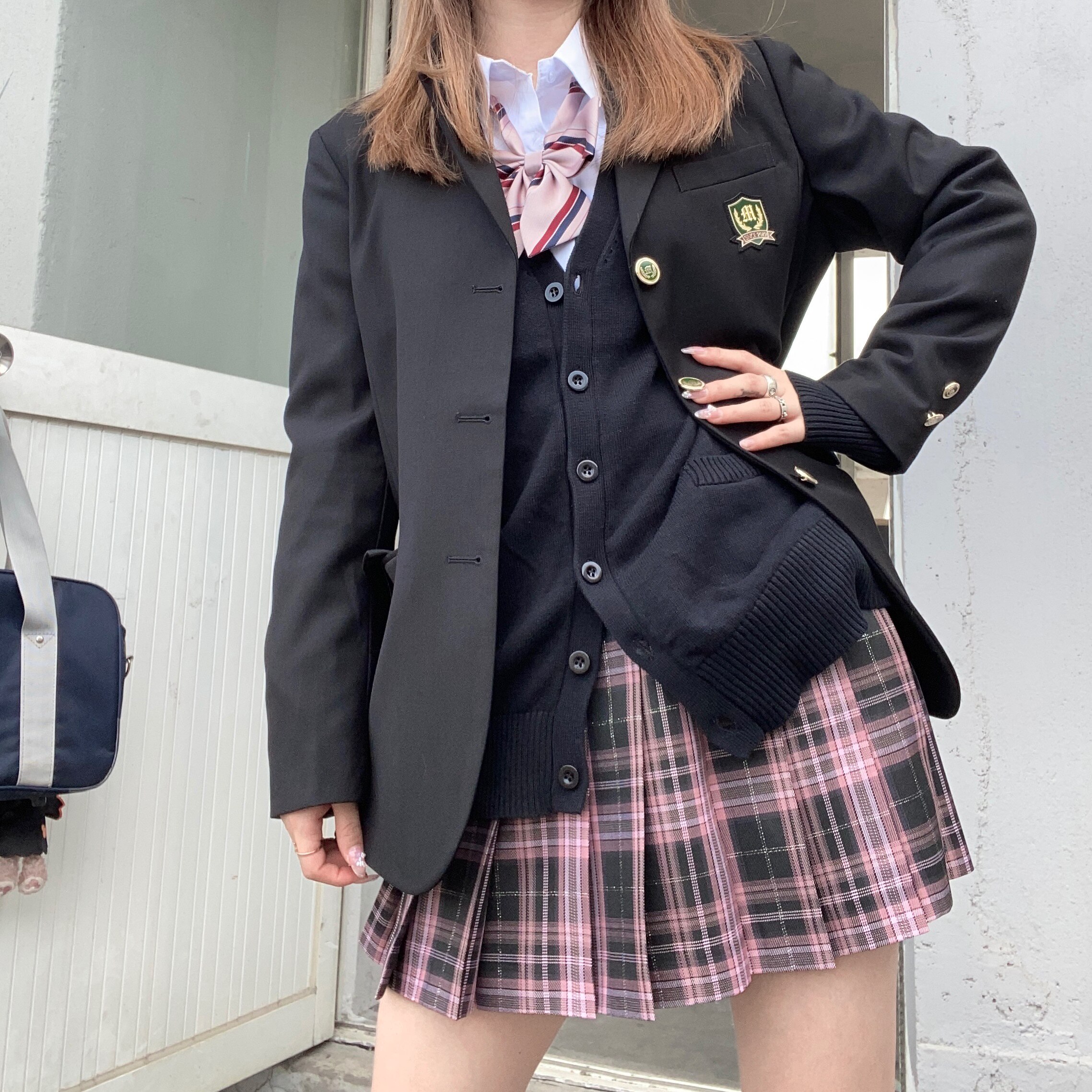 神罚二花原创现货jk制服银线正统格裙短裙jk