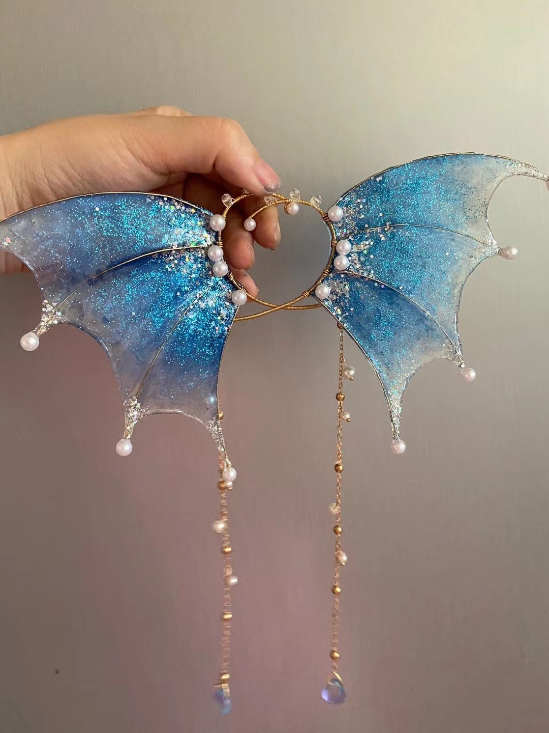 人鱼鲛人锦鲤姬耳发饰发卡原创手工发光仙女耳环