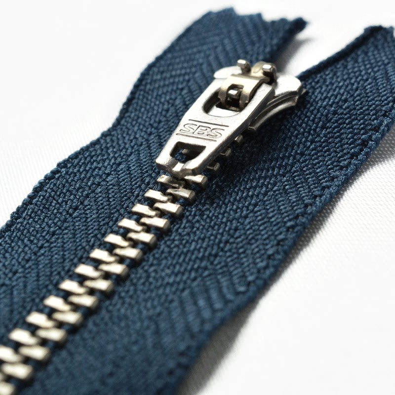 拉链浔兴sbs4号闭口方牙白铜牛仔裤深蓝色男女拉链