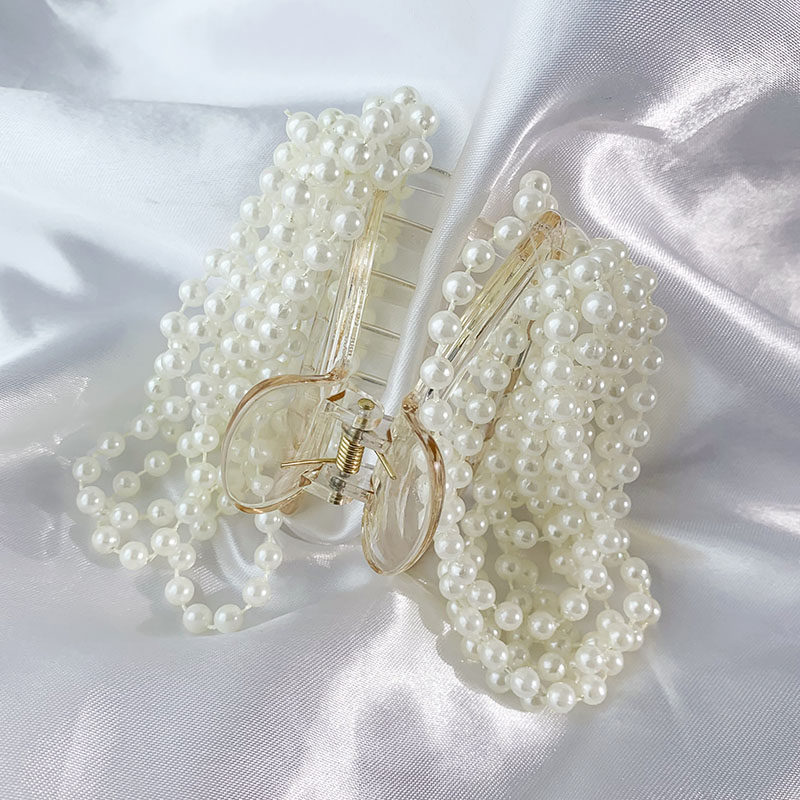 珍珠流苏发夹头饰抓夹发饰仙女后脑勺发抓半扎发发饰